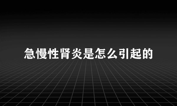 急慢性肾炎是怎么引起的