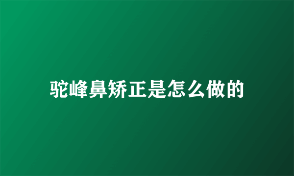 驼峰鼻矫正是怎么做的