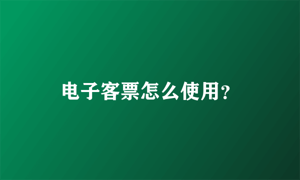 电子客票怎么使用？