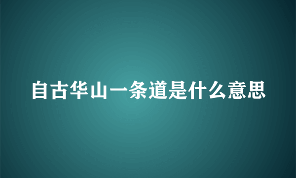 自古华山一条道是什么意思