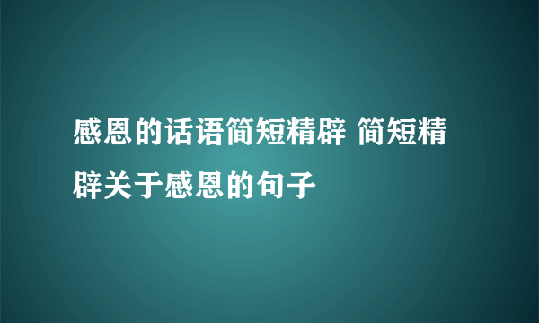 感恩的话语简短精辟 简短精辟关于感恩的句子