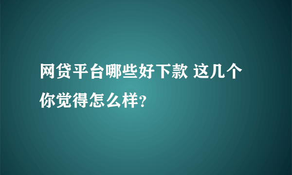 网贷平台哪些好下款 这几个你觉得怎么样？