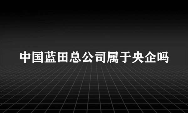 中国蓝田总公司属于央企吗