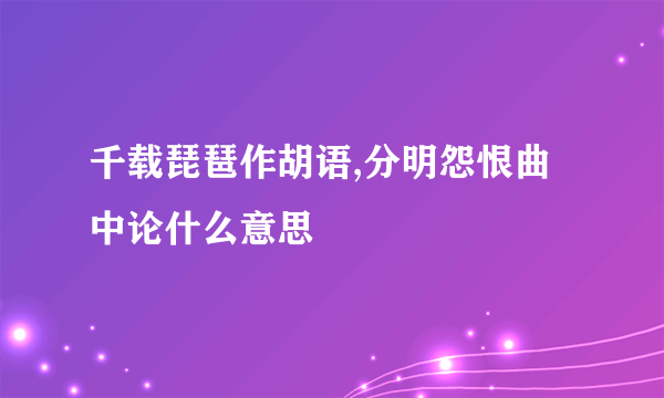 千载琵琶作胡语,分明怨恨曲中论什么意思