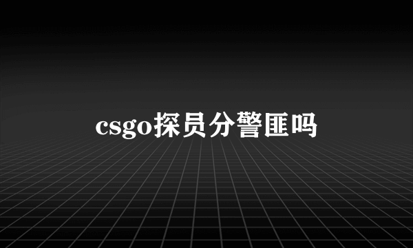 csgo探员分警匪吗