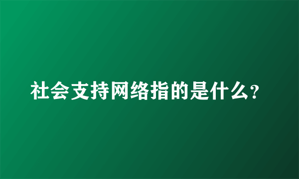 社会支持网络指的是什么？