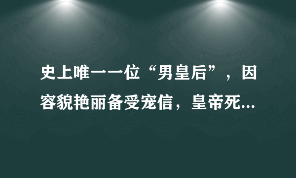 史上唯一一位“男皇后”，因容貌艳丽备受宠信，皇帝死后不久被杀