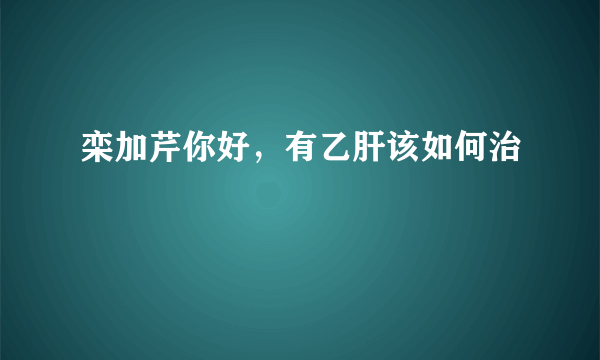 栾加芹你好，有乙肝该如何治