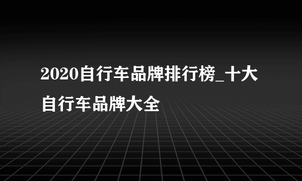 2020自行车品牌排行榜_十大自行车品牌大全