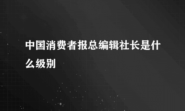 中国消费者报总编辑社长是什么级别