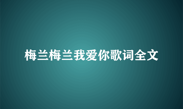 梅兰梅兰我爱你歌词全文