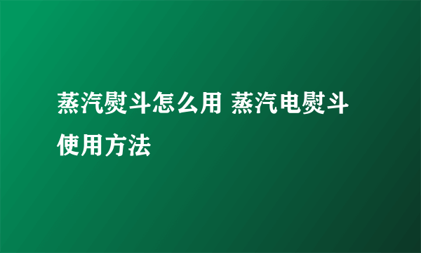 蒸汽熨斗怎么用 蒸汽电熨斗使用方法