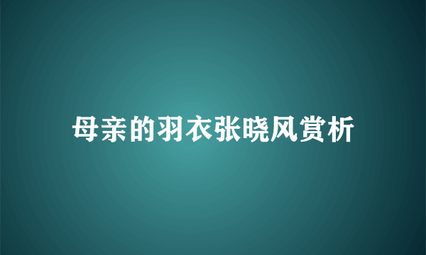 母亲的羽衣张晓风赏析