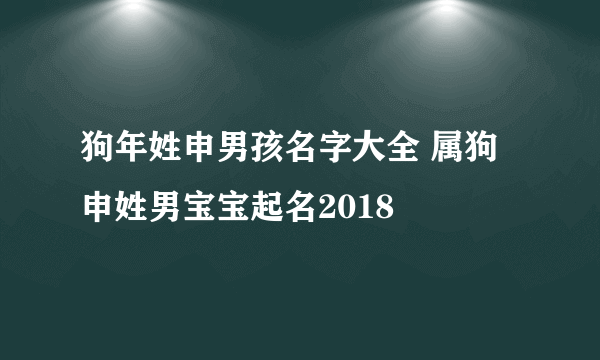 狗年姓申男孩名字大全 属狗申姓男宝宝起名2018