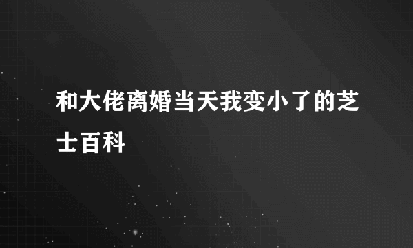 和大佬离婚当天我变小了的芝士百科