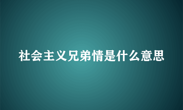 社会主义兄弟情是什么意思