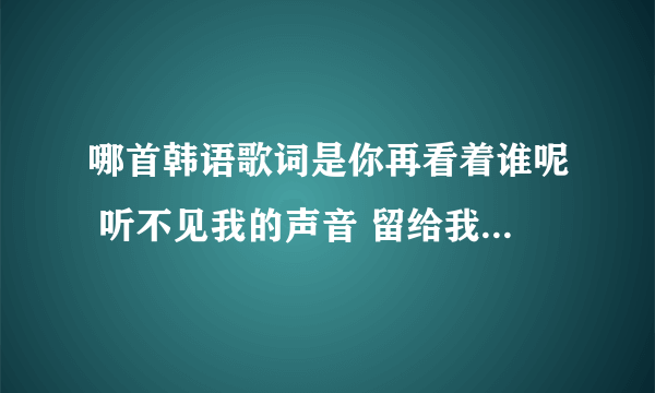 哪首韩语歌词是你再看着谁呢 听不见我的声音 留给我的爱 除了你没有别