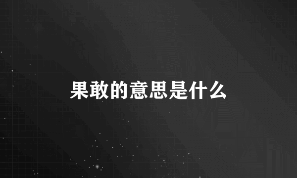 果敢的意思是什么