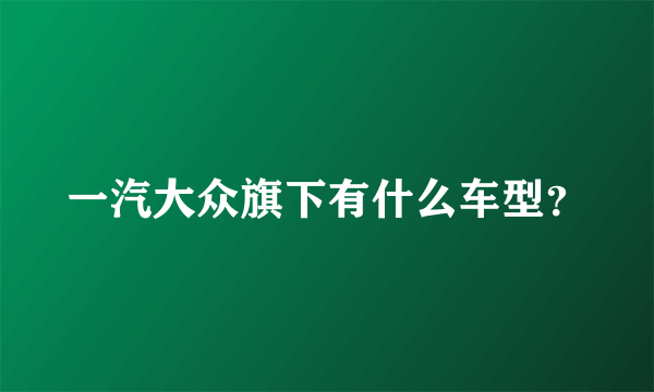 一汽大众旗下有什么车型？