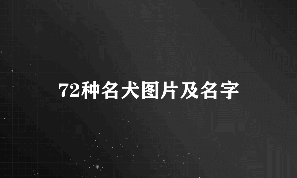 72种名犬图片及名字