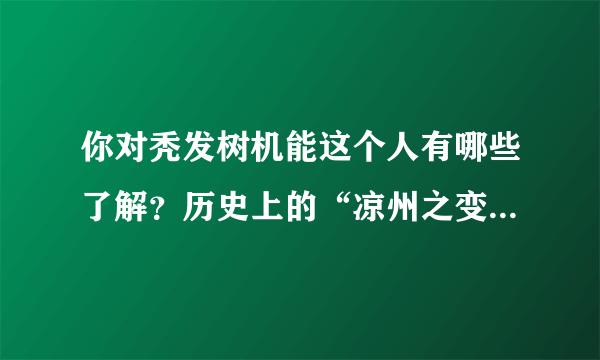 你对秃发树机能这个人有哪些了解？历史上的“凉州之变”与其有着怎样的关系？