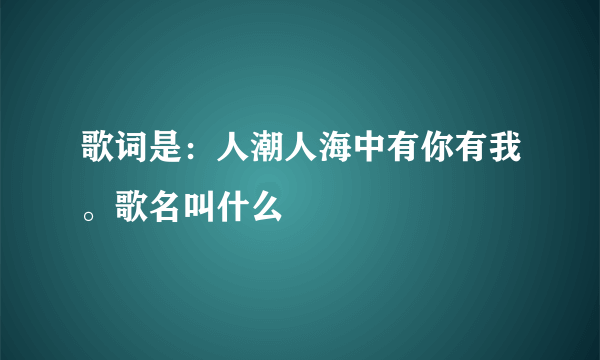 歌词是：人潮人海中有你有我。歌名叫什么