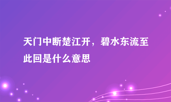 天门中断楚江开，碧水东流至此回是什么意思