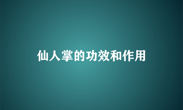 仙人掌的功效和作用