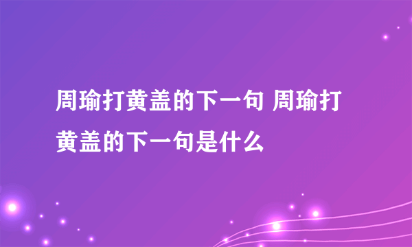 周瑜打黄盖的下一句 周瑜打黄盖的下一句是什么