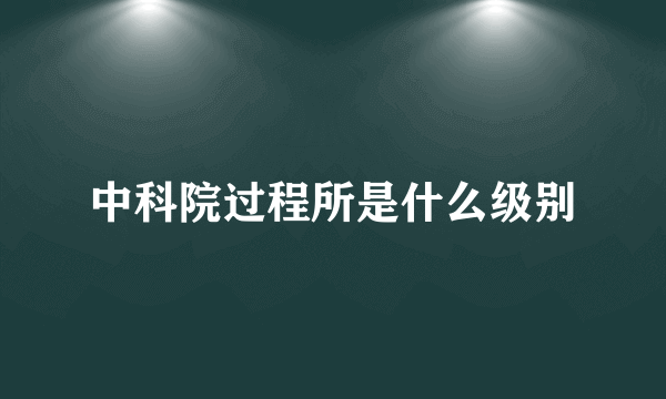 中科院过程所是什么级别