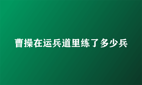 曹操在运兵道里练了多少兵