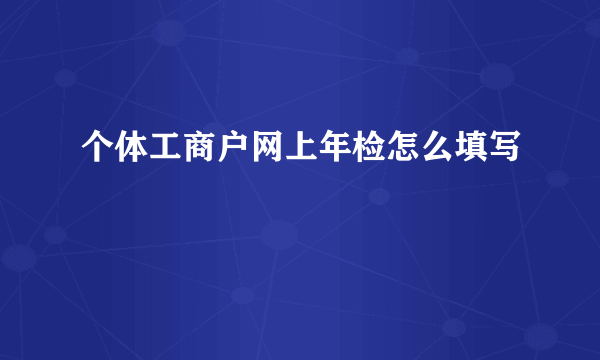 个体工商户网上年检怎么填写