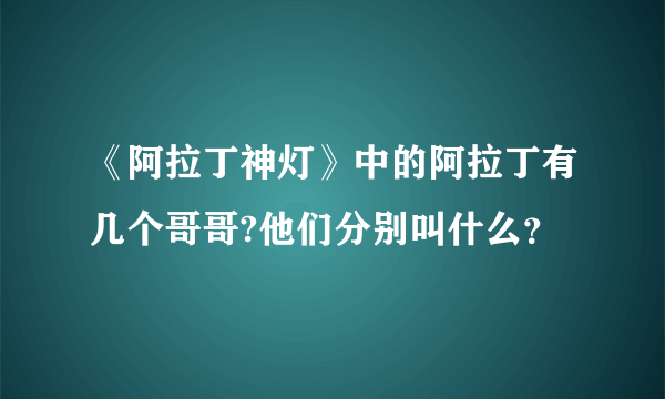 《阿拉丁神灯》中的阿拉丁有几个哥哥?他们分别叫什么？