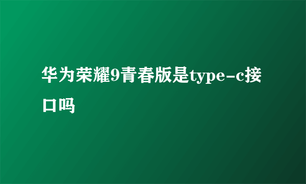 华为荣耀9青春版是type-c接口吗