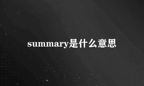 summary是什么意思