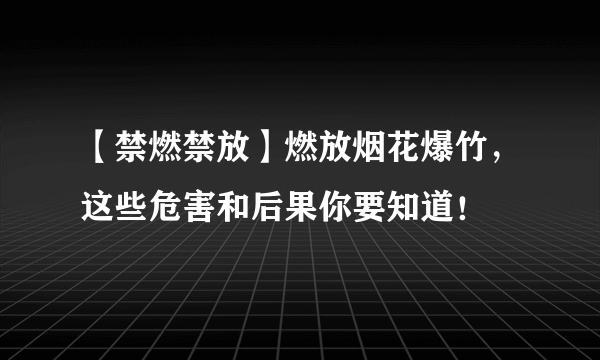 【禁燃禁放】燃放烟花爆竹，这些危害和后果你要知道！