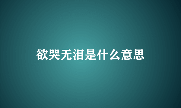 欲哭无泪是什么意思