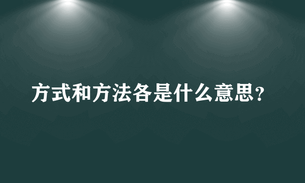 方式和方法各是什么意思？