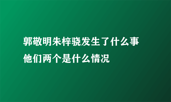 郭敬明朱梓骁发生了什么事 他们两个是什么情况