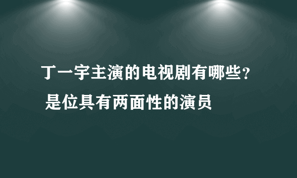 丁一宇主演的电视剧有哪些？ 是位具有两面性的演员