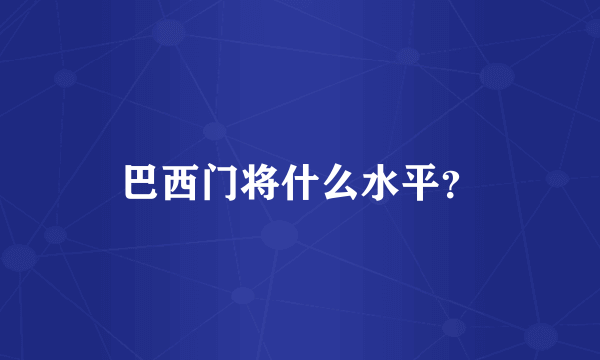 巴西门将什么水平？