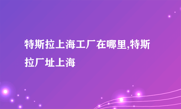 特斯拉上海工厂在哪里,特斯拉厂址上海