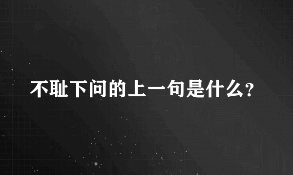 不耻下问的上一句是什么？