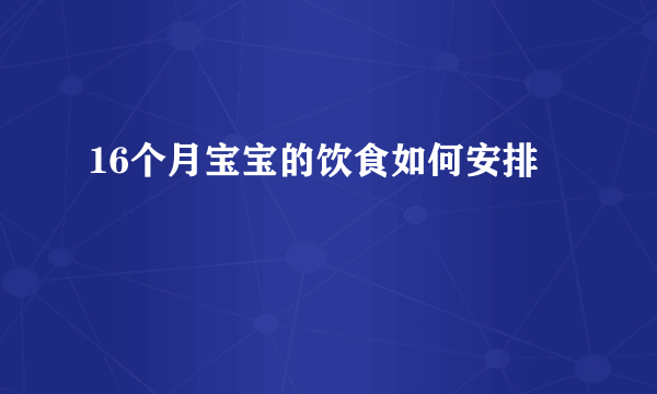 16个月宝宝的饮食如何安排