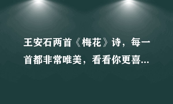 王安石两首《梅花》诗，每一首都非常唯美，看看你更喜欢哪一首？