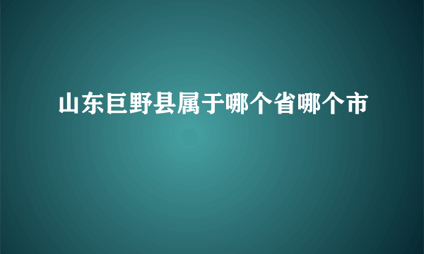 山东巨野县属于哪个省哪个市