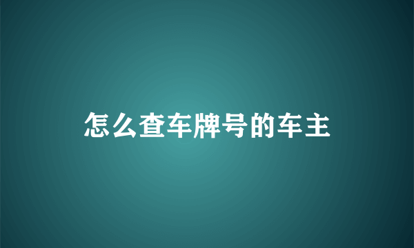 怎么查车牌号的车主