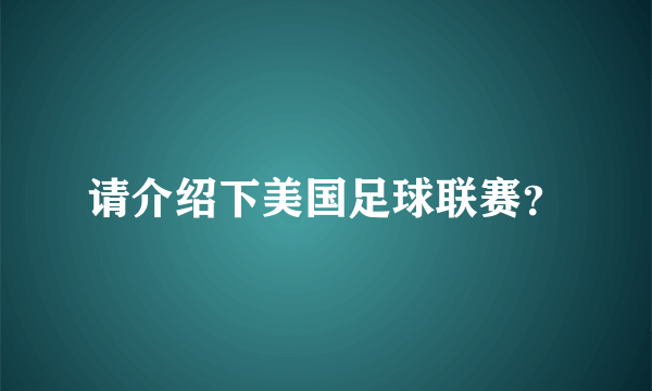 请介绍下美国足球联赛？