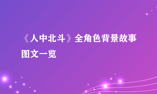 《人中北斗》全角色背景故事图文一览