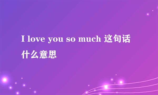 I love you so much 这句话什么意思